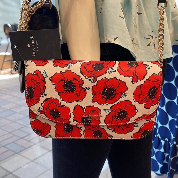 Kate Spade Kristi Poppy Printed Flap Crossbody 
Cream Multi 
NWT - Picture 14 of 16